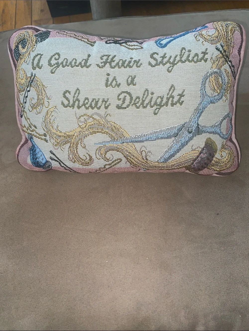 A Good Hairstylist Is A Shear Delight Embroidered Accent Pillow 7.5” X 12”